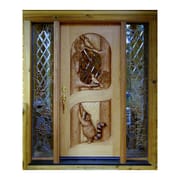 European High Quality Home Security Squirrel Carved Exterior Design Door Main Entrance Solid Stained Glass Wooden Door