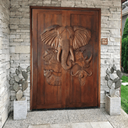 European High Quality Home Security Squirrel Carved Exterior Design Door Main Entrance Solid Stained Glass Wooden Door