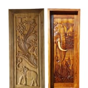 European High Quality Home Security Squirrel Carved Exterior Design Door Main Entrance Solid Stained Glass Wooden Door