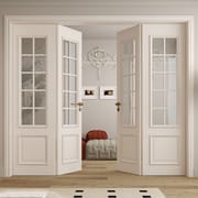 Customized House Interior Living Room Partition Door Factory Luxury Double Open Solid Wood 4-panel Design Grille Door