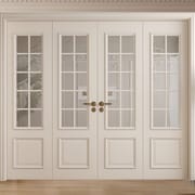 Customized House Interior Living Room Partition Door Factory Luxury Double Open Solid Wood 4-panel Design Grille Door
