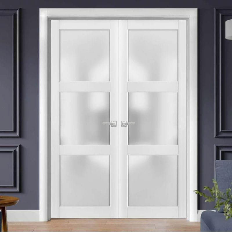 Customized House Interior Living Room Partition Door Factory Luxury Double Open Solid Wood 4-panel Design Grille Door
