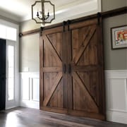 Antique Style Solid Wood Carbon Steel Double Bin Sliding Doors Custom Sized Interior Storage Compartment Sliding Barn Doors
