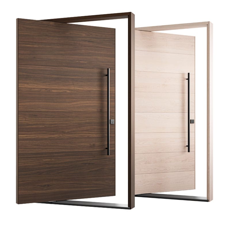 Custom Oversized Pivot Doors | Modern Lateral Plank Design | Solid Wood Front Entrance Doors