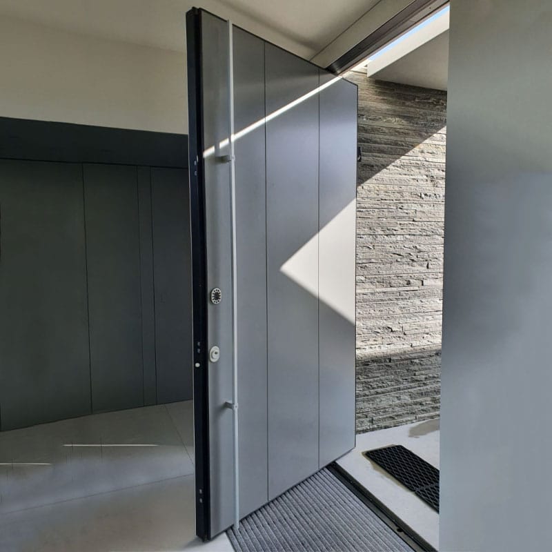 Factory Custom Designed Oversized Pivot Doors Modern Lateral Plank Design for the Front Pivot Wooden Doors of the House