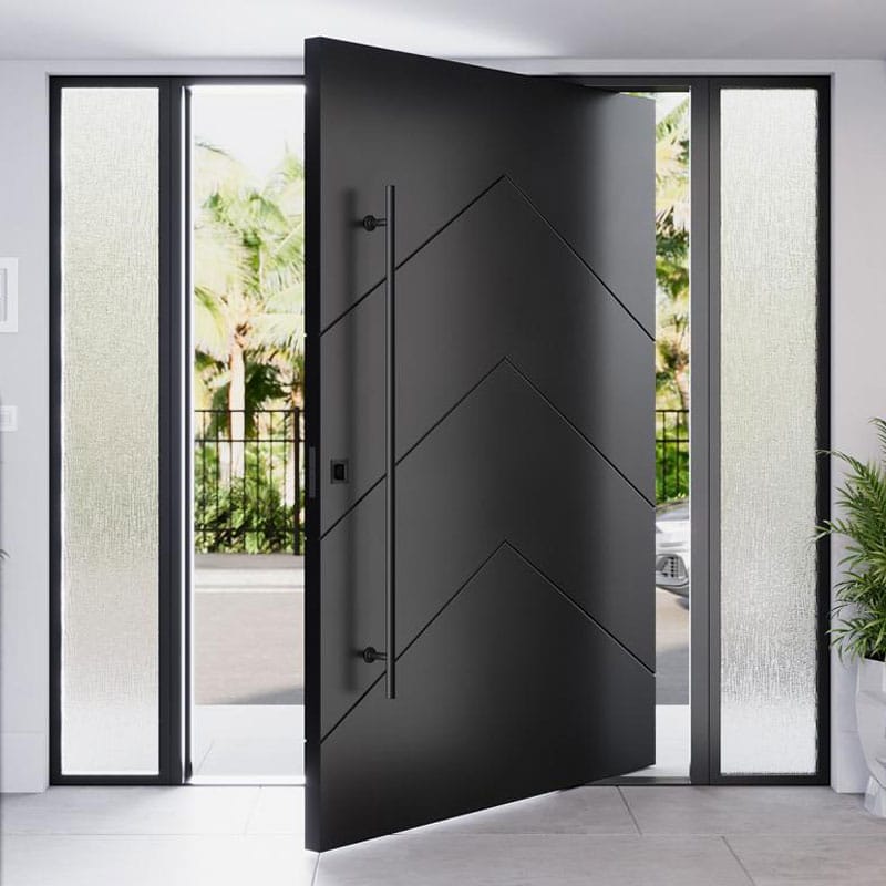 Factory Custom Designed Oversized Pivot Doors Modern Lateral Plank Design for the Front Pivot Wooden Doors of the House