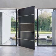 2023 Modern Style Single Pivot Solid Wood Door with Smart Lock Villa Main Door Design