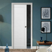 New Design Wooden Built-in Sliding Single Pocket Door Semi-automatic Hidden Ghost Door