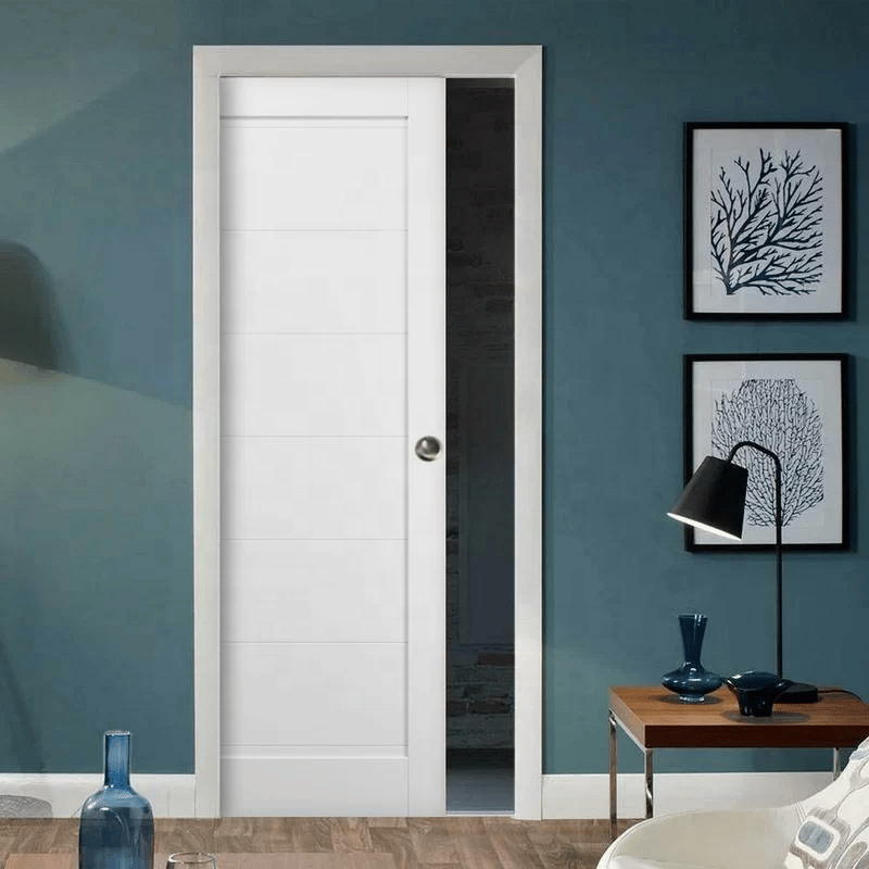 New Design Wooden Built-in Sliding Single Pocket Door Semi-automatic Hidden Ghost Door