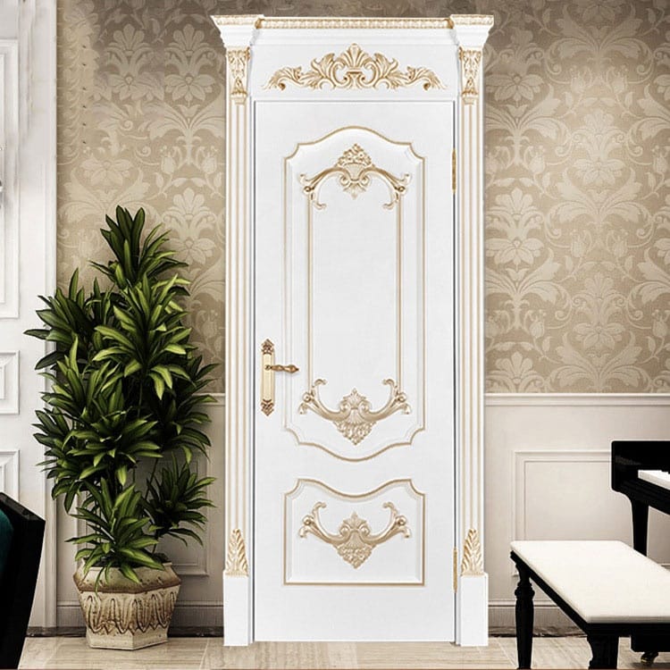 Factory Hot Selling European Style Luxury White Solid Wood Door for Interior Bedroom Doors