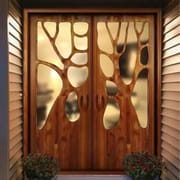 Luxury Villa Residential Tree Sculpture Design Entrance Door Main Entrance Double Open Solid Wood Animal Pattern Carved Door