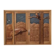 Luxury Villa Residential Tree Sculpture Design Entrance Door Main Entrance Double Open Solid Wood Animal Pattern Carved Door
