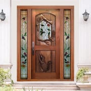 Luxury Villa Residential Tree Sculpture Design Entrance Door Main Entrance Double Open Solid Wood Animal Pattern Carved Door