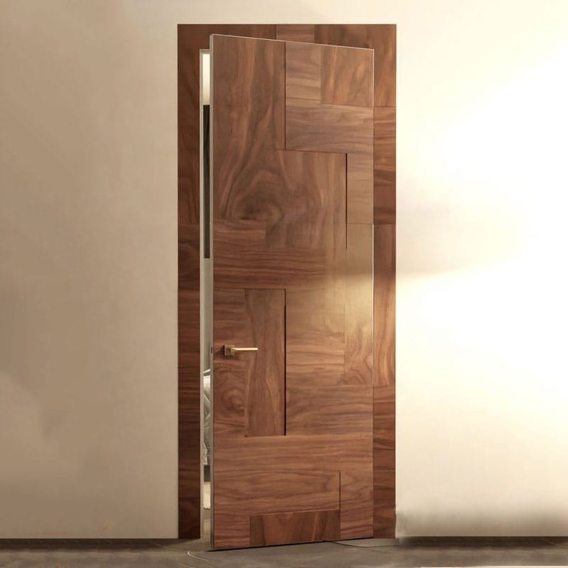 Modern Solid Wood Simple Exterior Door European Design Solid Wood Flat Opening Entrance Door Suitable for Residential