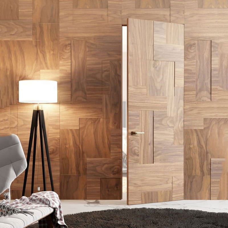 European Design Solid Wood Flat Opening Entrance Door Modern Solid Wood Simple Exterior Door Suitable for Residential