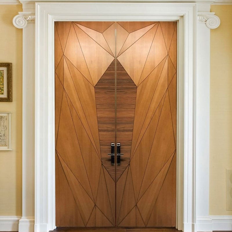 European Design Solid Wood Flat Opening Entrance Door Modern Solid Wood Simple Exterior Door Suitable for Residential