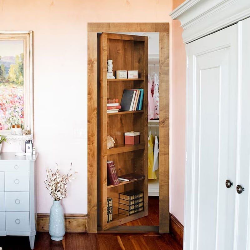 Customized Hidden Secret Hidden Bookshelf Door Modern Residential Interior Wine Cabinet Door Design Bookcase Hidden Door