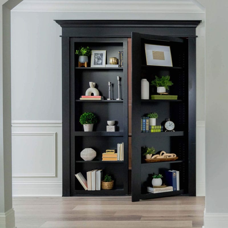 Interior Bookshelf Invisible Secret Room Solid Wooden Book Shelves Door Hidden Bookcase Door Murphy Hidden Doors