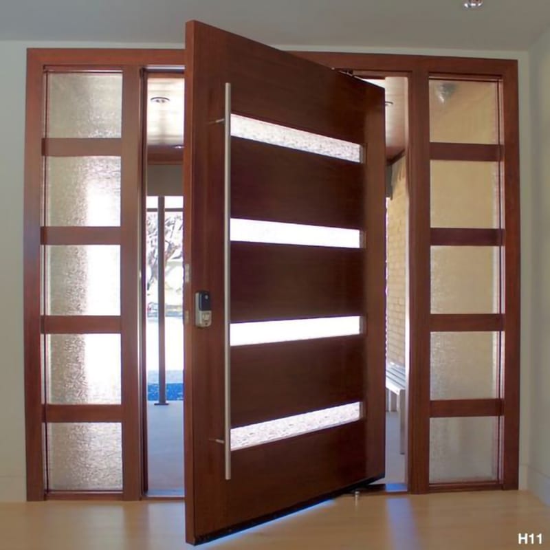 Factory Latest Design Modern Large Exterior House Model Walnut Teak Ply Wood Door Panel Front Entry Pivot Door Price
