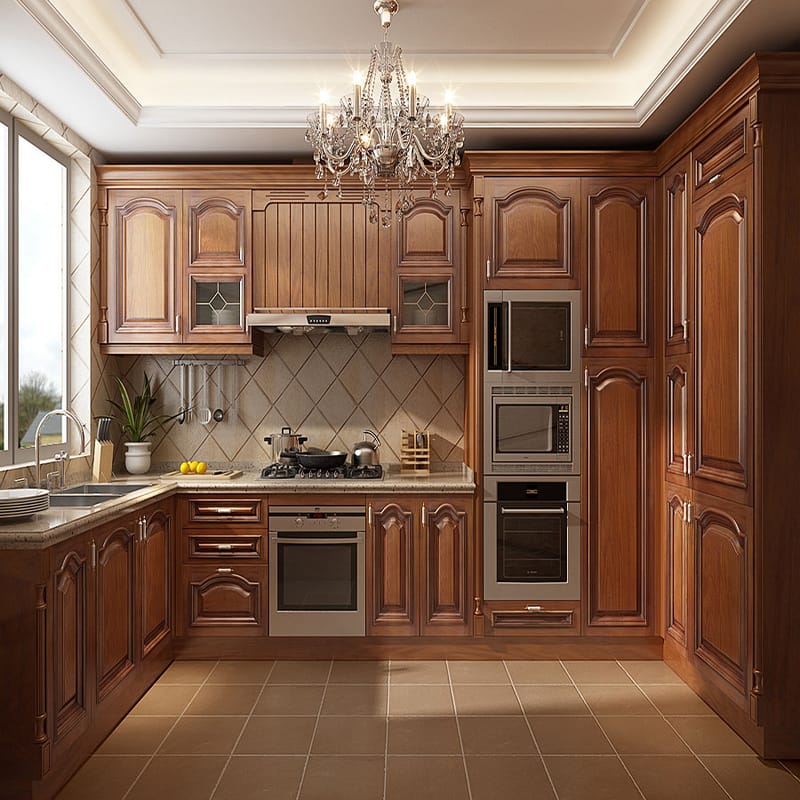 Top Quality European Style Home Kitchen Furniture Solid Wood Kitchen Cabinet Sets