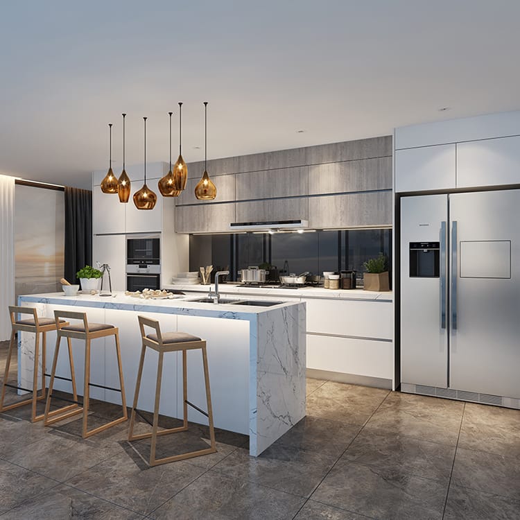 White Luxury Classic Style Solid Wood Wooden Kitchen Cabinets Set Ready to Assemble with Cupboard