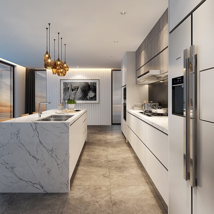 White Luxury Classic Style Solid Wood Wooden Kitchen Cabinets Set Ready to Assemble with Cupboard