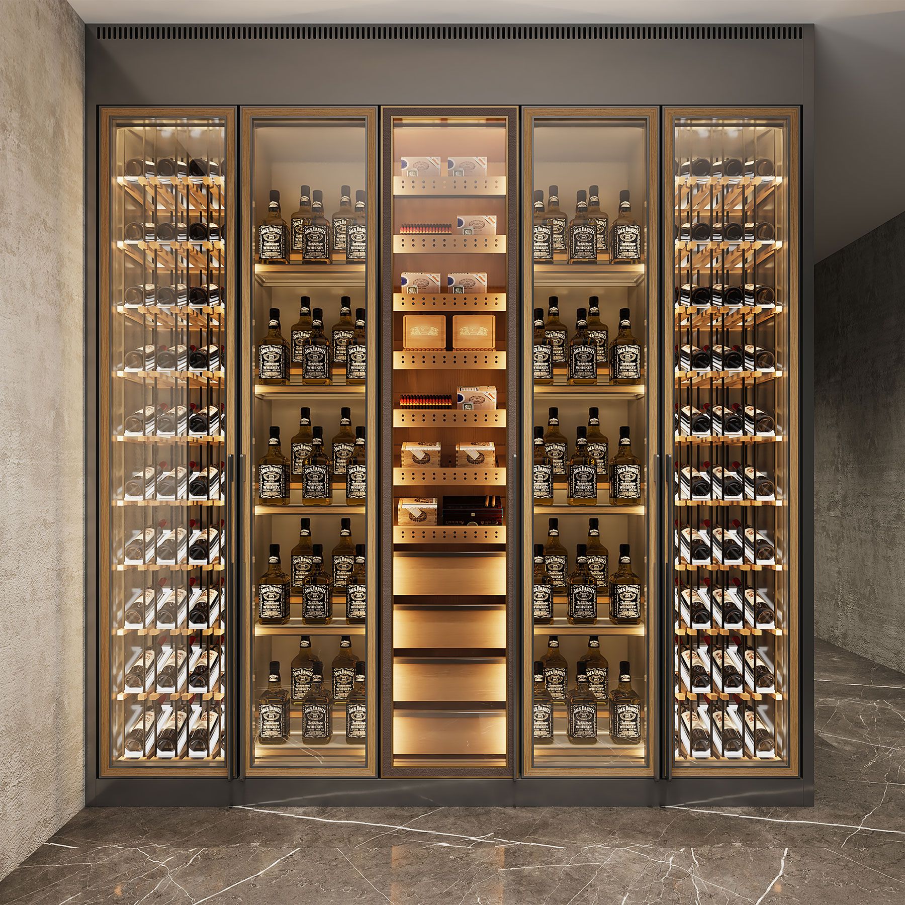 Modern Luxury Living Room Storage Wine Home Bar Cabinet Clear Glass Wine Cellar Display Cooler