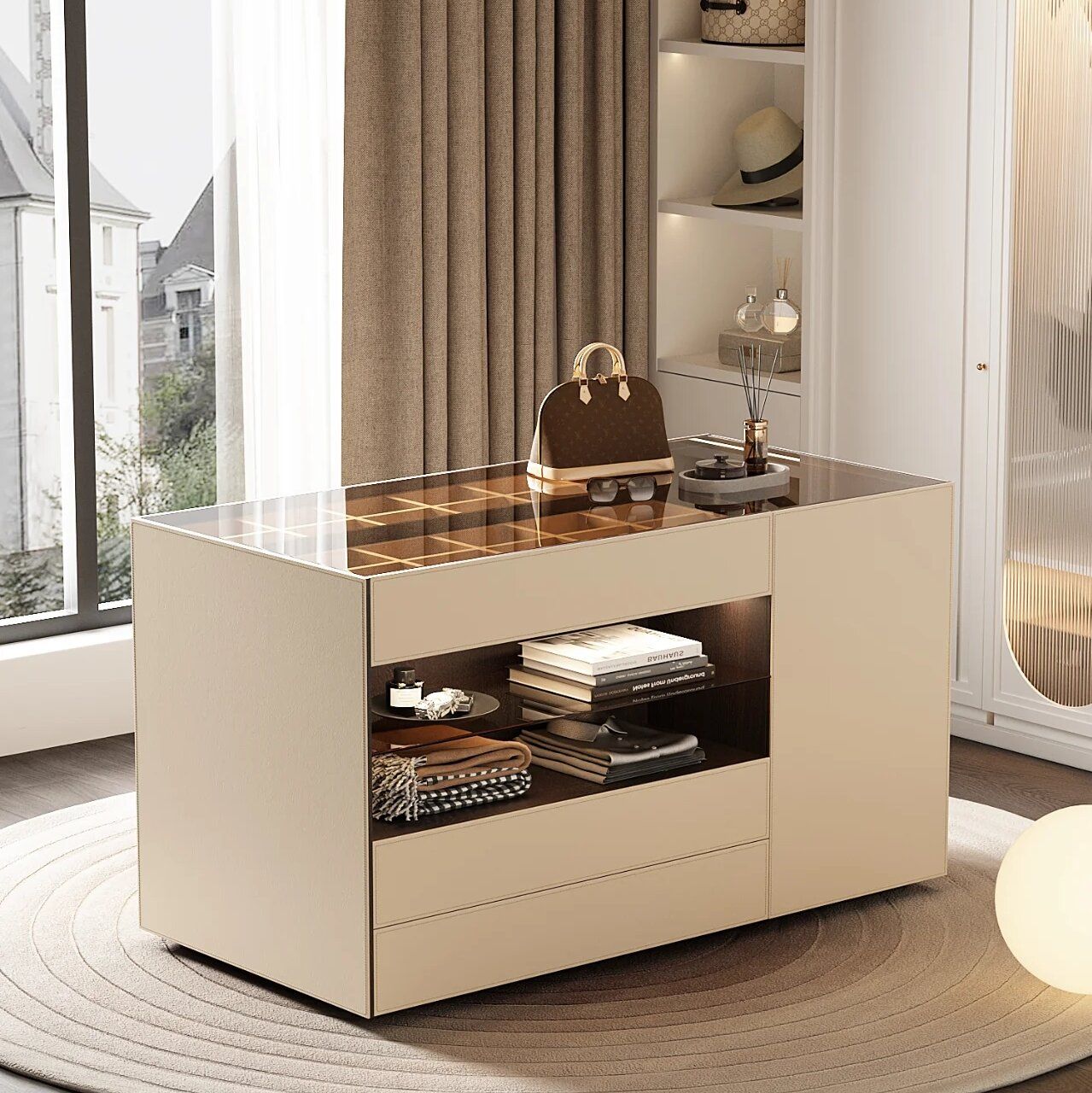 Minimally Designed Double-Sided Storage Cabinet Multifunctional Island Table Bedroom Living Room Furniture Wardrobes Home Use