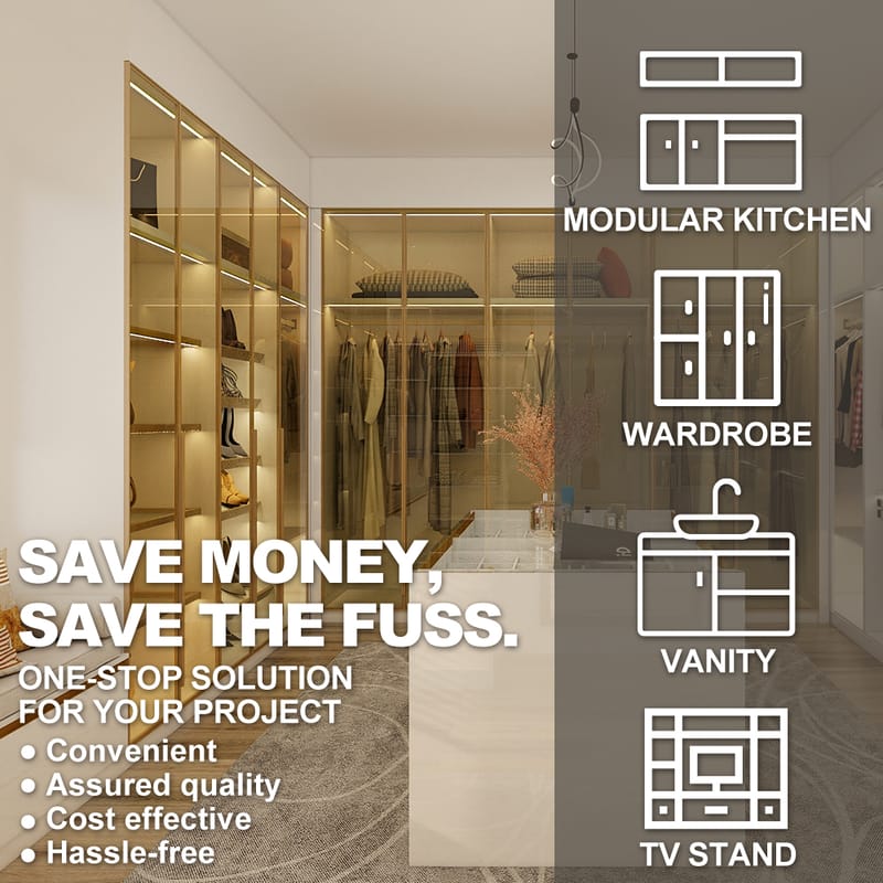 Modern Bedroom Furniture Minimalist PET U Shaped Walk in Closet Organizers Dressing Room Wardrobe System