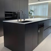 Luxury modern smart modular kitchen design wooden furniture veneer door panel economic wood wall kitchen cabinet with island