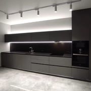 Luxury modern smart modular kitchen design wooden furniture veneer door panel economic wood wall kitchen cabinet with island