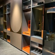 Hotel Luxury Wardrobe With Mirrored Doors Italy Style Black Wood Portable Closet Smart Wardrobe Cabinet
