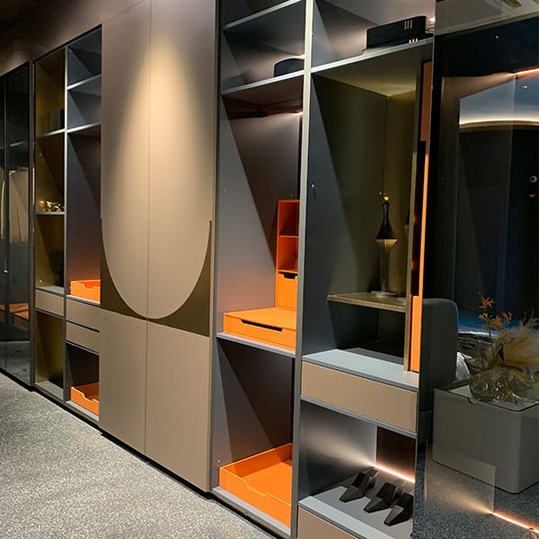 Hotel Luxury Wardrobe With Mirrored Doors Italy Style Black Wood Portable Closet Smart Wardrobe Cabinet