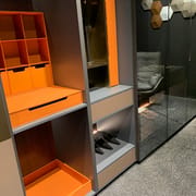 Hotel Luxury Wardrobe With Mirrored Doors Italy Style Black Wood Portable Closet Smart Wardrobe Cabinet