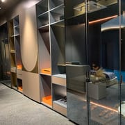 Hotel Luxury Wardrobe With Mirrored Doors Italy Style Black Wood Portable Closet Smart Wardrobe Cabinet