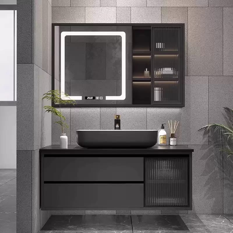 Simple Bathroom Rock Panel Basin Bathroom Cabinet Set Wash Hands Wash Face Wash Basin Smart Mirror Cabinet Set