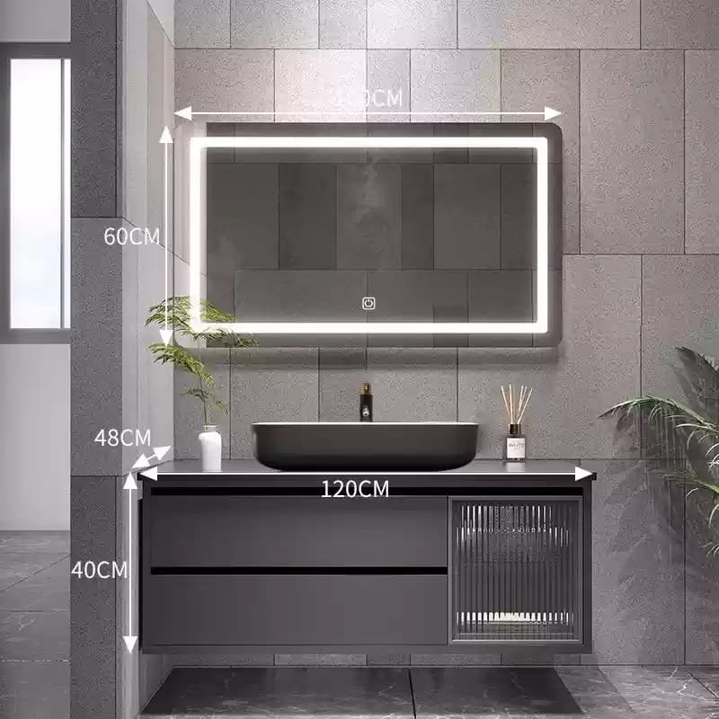 Simple Bathroom Rock Panel Basin Bathroom Cabinet Set Wash Hands Wash Face Wash Basin Smart Mirror Cabinet Set