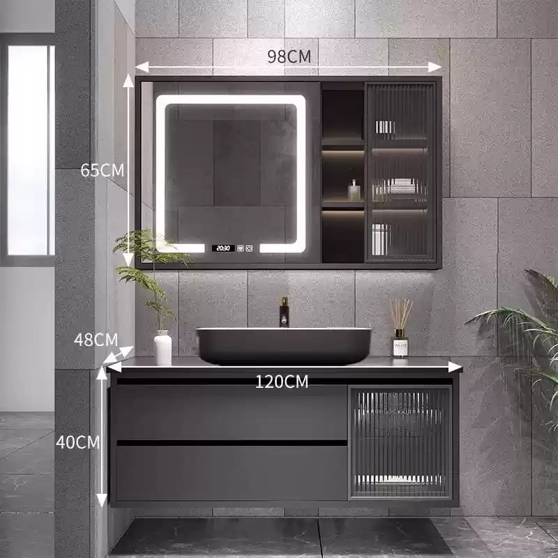 Simple Bathroom Rock Panel Basin Bathroom Cabinet Set Wash Hands Wash Face Wash Basin Smart Mirror Cabinet Set