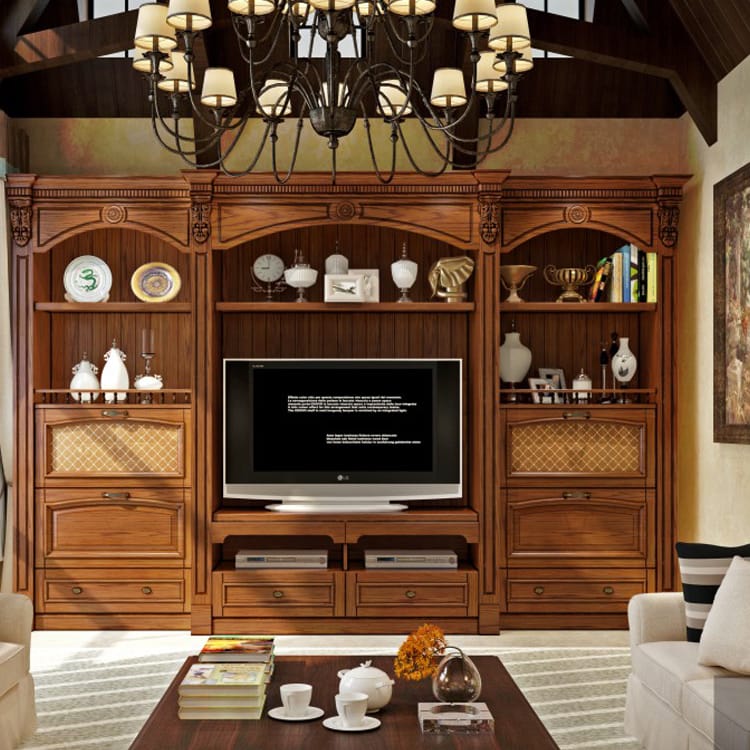 Factory Cheap Custom Modern Simple Design Luxury Meuble Tv Table TV Stand Solid Wood TV Cabinet for Living Room