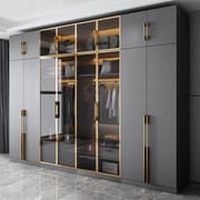 Hardwood Closet MDF Hinge Glass Door Wardrobe Custom Modern Closet Bedroom Furniture Wooden Wardrobe Closets Para Habitacion