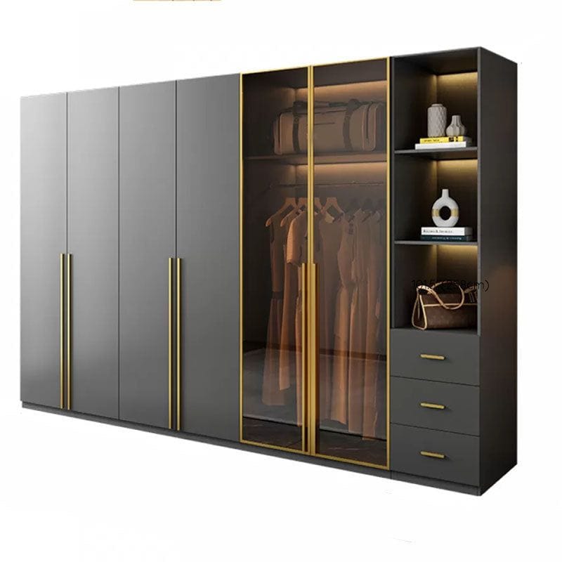 Hardwood Closet MDF Hinge Glass Door Wardrobe Custom Modern Closet Bedroom Furniture Wooden Wardrobe Closets Para Habitacion