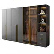 Hardwood Closet MDF Hinge Glass Door Wardrobe Custom Modern Closet Bedroom Furniture Wooden Wardrobe Closets Para Habitacion