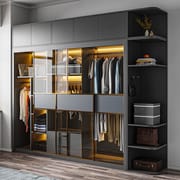 Hardwood Closet MDF Hinge Glass Door Wardrobe Custom Modern Closet Bedroom Furniture Wooden Wardrobe Closets Para Habitacion