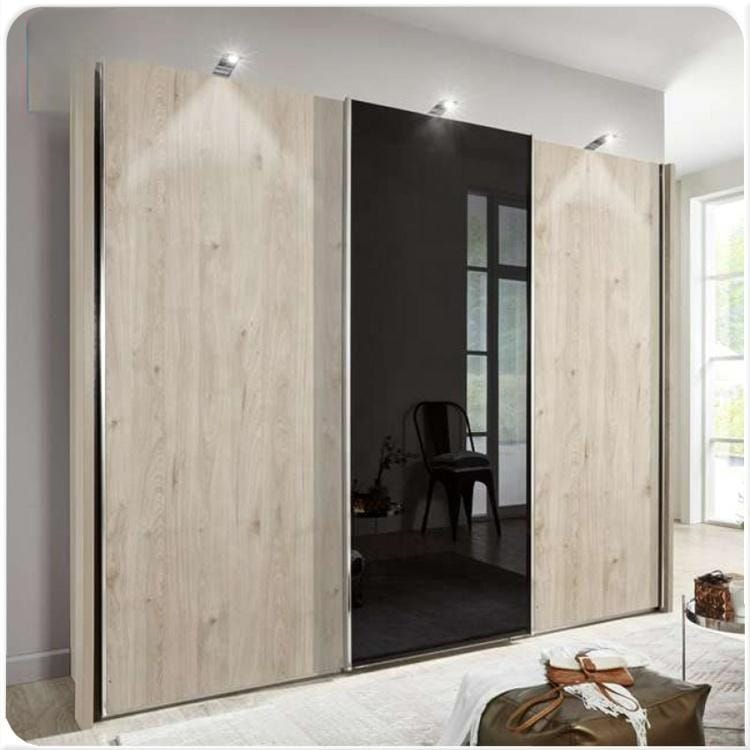Custom Modern Wood & Glass Wardrobe | Triple Sliding Doors Storage & Bedroom Organization