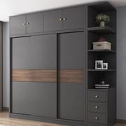 Modern Style 1.6m Sliding Door Wooden Clothes Wardrobe New Designs for Home Furniture & Kitchen Use for Bedroom Wall Closet