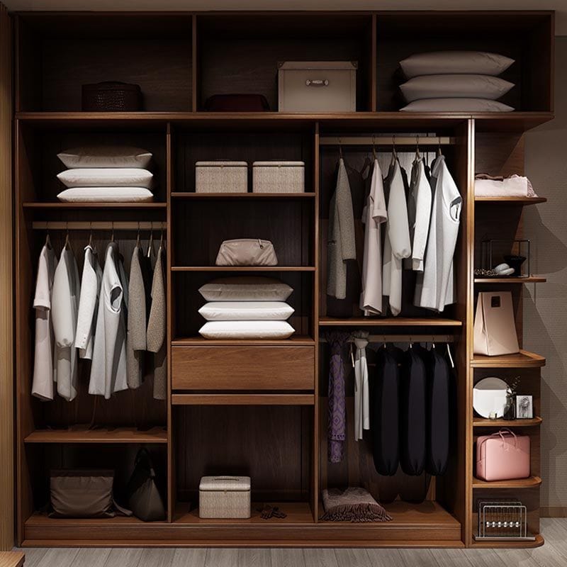 Modern Luxury Walk-In Closet Adjustable Wooden Wardrobes Design for Bedroom