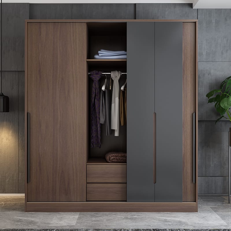Scandinavian Modern Bedroom Sliding Door Three-door Closet Simple Assembly Economy Household Sliding Door Large Closet Cabinet