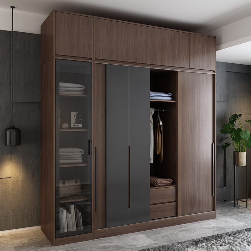 Scandinavian Modern Bedroom Sliding Door Three-door Closet Simple Assembly Economy Household Sliding Door Large Closet Cabinet
