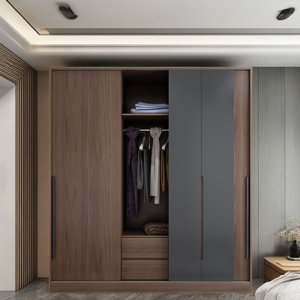 Scandinavian Modern Bedroom Sliding Door Three-door Closet Simple Assembly Economy Household Sliding Door Large Closet Cabinet