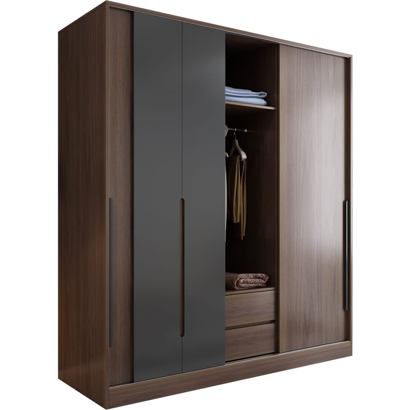 Scandinavian Modern Bedroom Sliding Door Three-door Closet Simple Assembly Economy Household Sliding Door Large Closet Cabinet